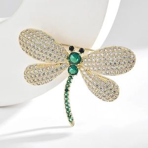 GOLD RHINESTONE DRAGONFLY PIN / BROOCH